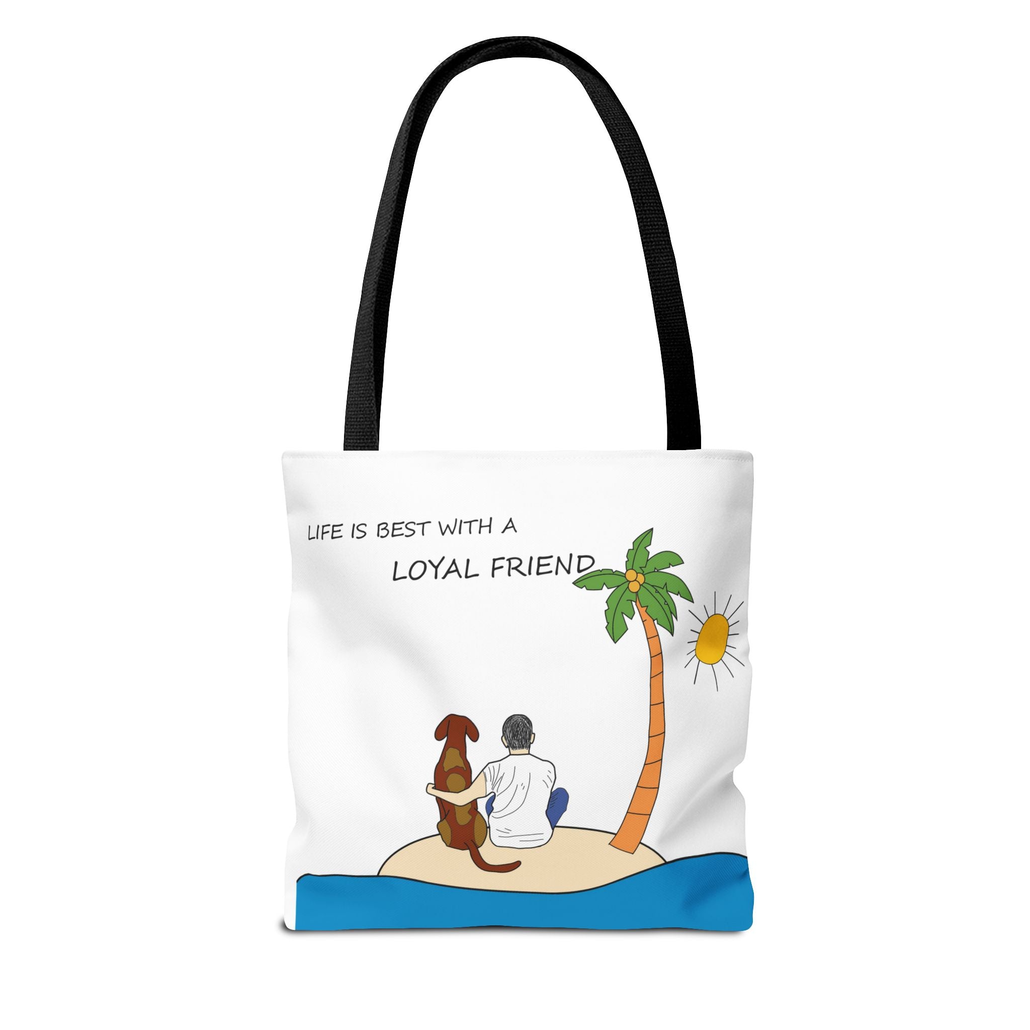 Life Is Best With A Loyal Friend Tote Bag | Dog Lover Beach Illustration