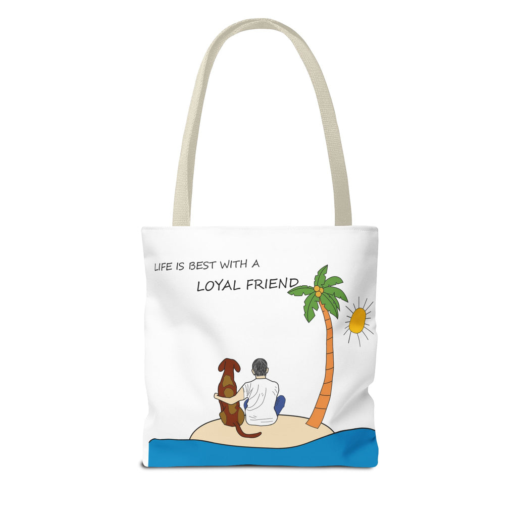 Life Is Best With A Loyal Friend Tote Bag | Dog Lover Beach Illustration