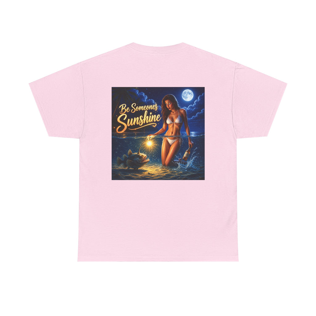 Funny Gift, Silly, Be the Sunshine - Angler Fish with Babe - Unisex Heavy Cotton Tee