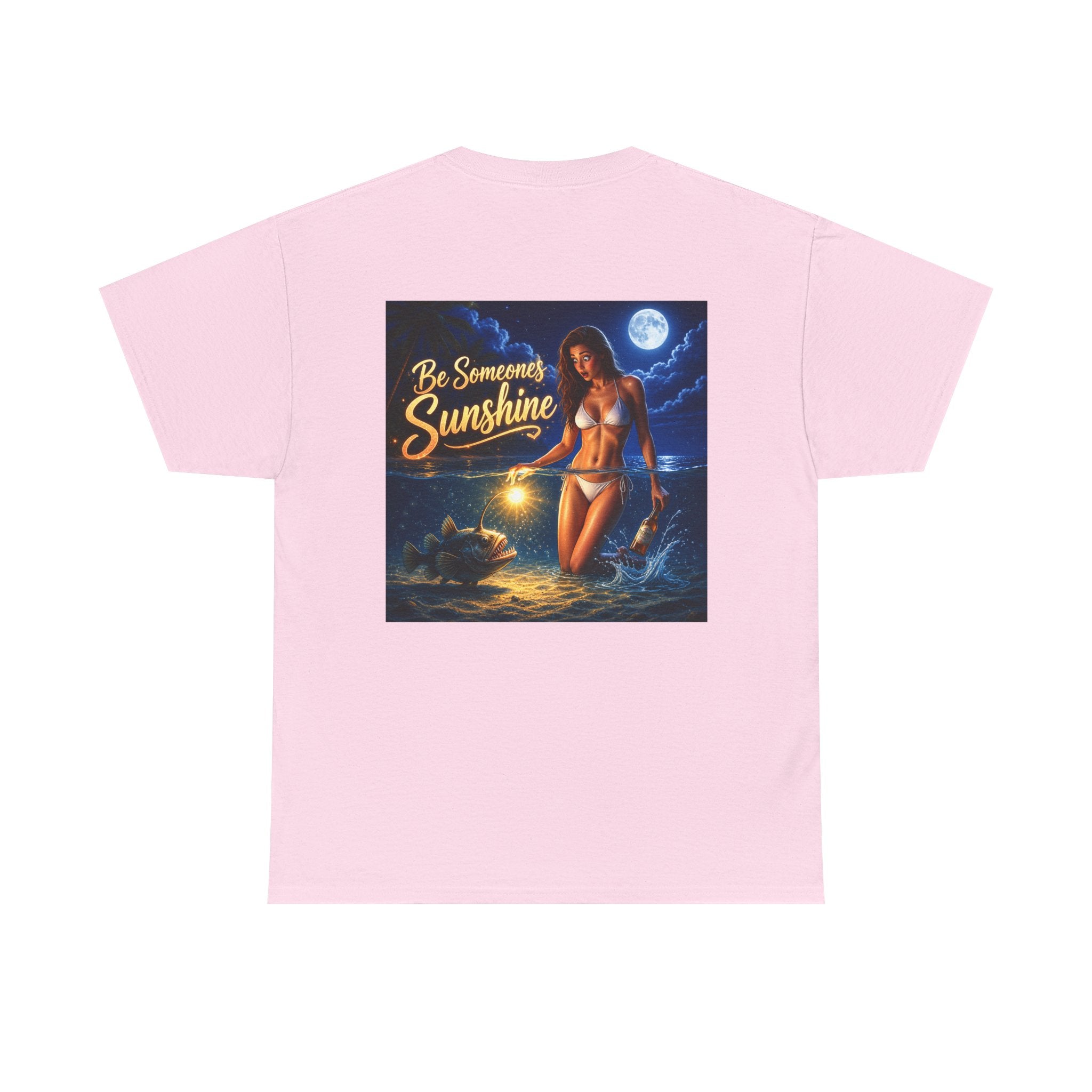 Funny Gift, Silly, Be the Sunshine - Angler Fish with Babe - Unisex Heavy Cotton Tee