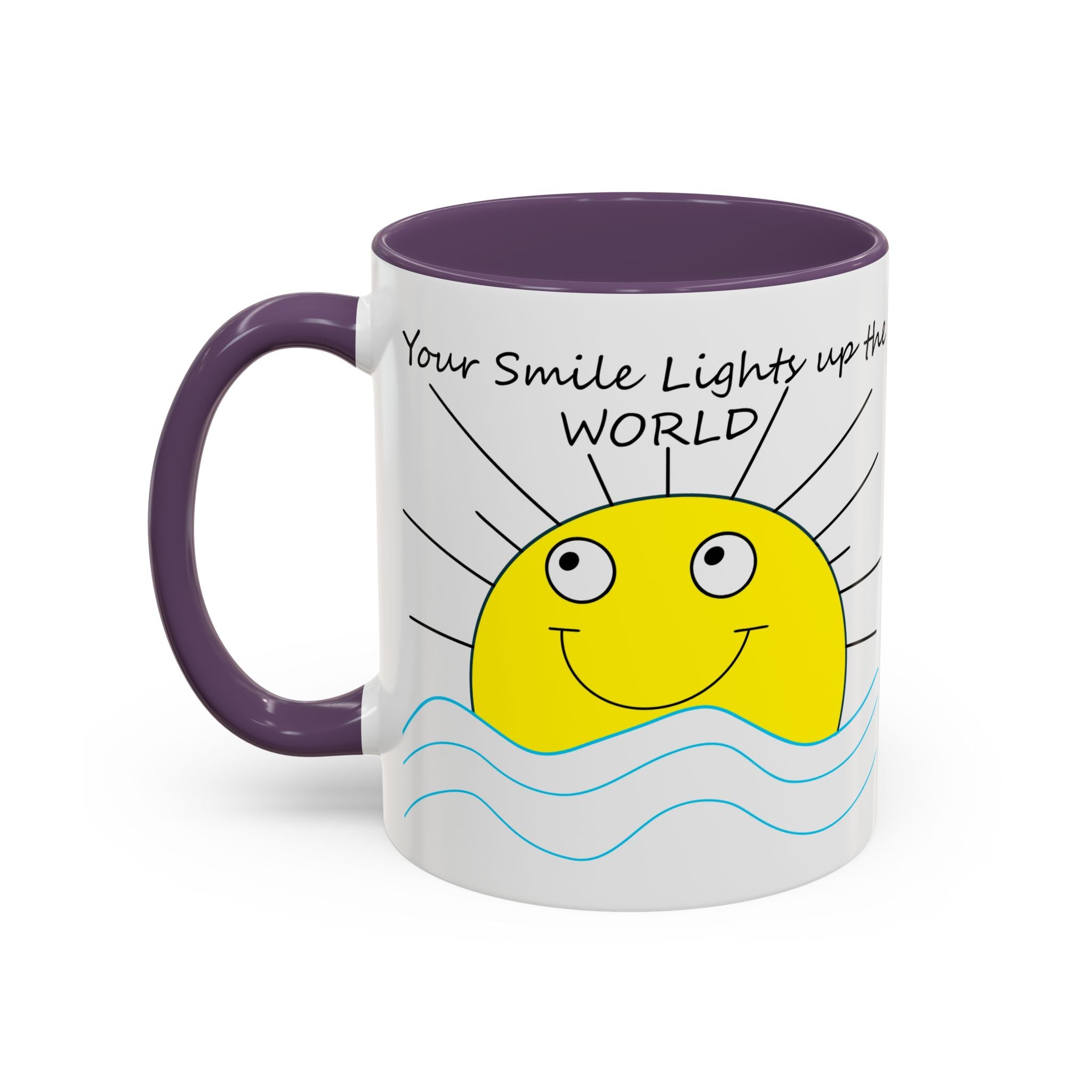 Your Smile Lights Up the World Coffee Mug, Positive Vibe, Sunshine, Happy thoughts, Smiling Sun