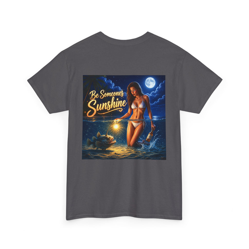 Funny Gift, Silly, Be the Sunshine - Angler Fish with Babe - Unisex Heavy Cotton Tee