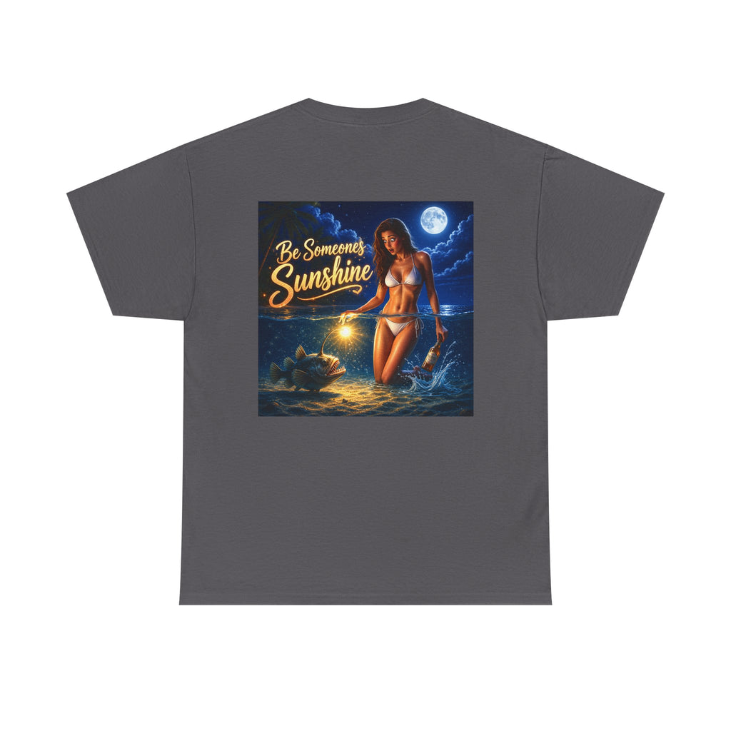Funny Gift, Silly, Be the Sunshine - Angler Fish with Babe - Unisex Heavy Cotton Tee
