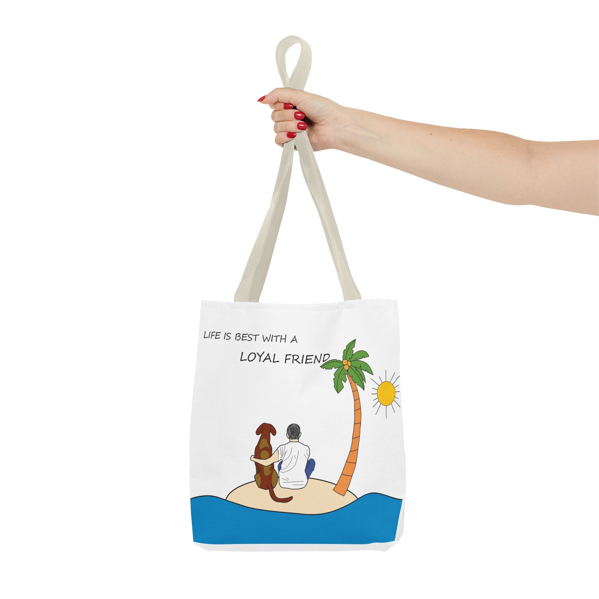 Life Is Best With A Loyal Friend Tote Bag | Dog Lover Beach Illustration